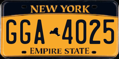 NY license plate GGA4025