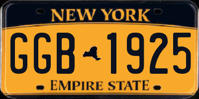 NY license plate GGB1925