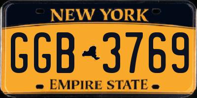 NY license plate GGB3769