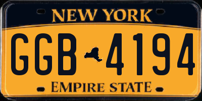 NY license plate GGB4194