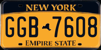 NY license plate GGB7608