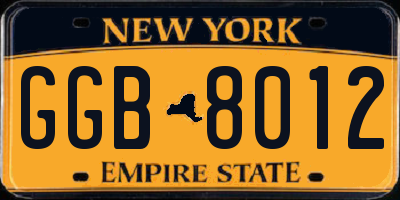NY license plate GGB8012