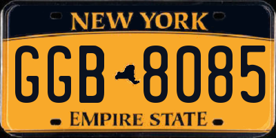 NY license plate GGB8085