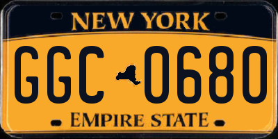 NY license plate GGC0680