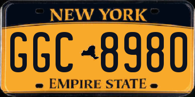 NY license plate GGC8980