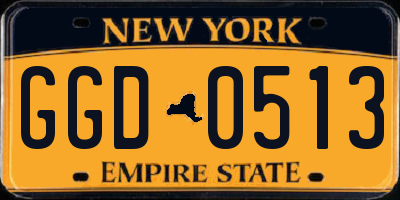 NY license plate GGD0513