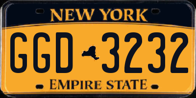 NY license plate GGD3232