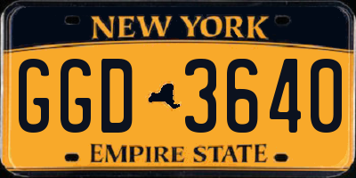 NY license plate GGD3640