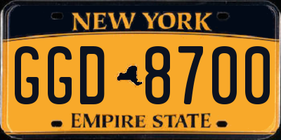 NY license plate GGD8700