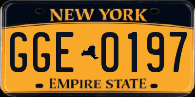 NY license plate GGE0197