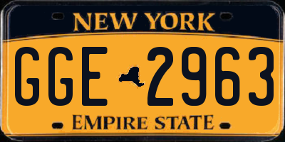 NY license plate GGE2963