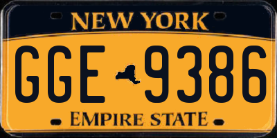 NY license plate GGE9386