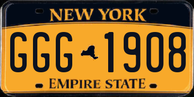 NY license plate GGG1908