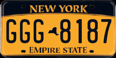 NY license plate GGG8187