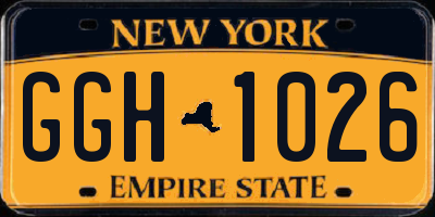 NY license plate GGH1026