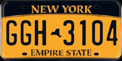 NY license plate GGH3104