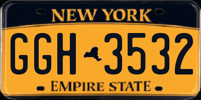 NY license plate GGH3532