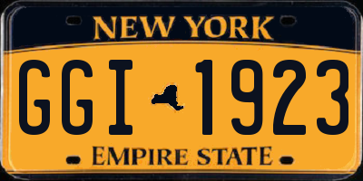 NY license plate GGI1923