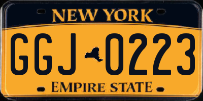 NY license plate GGJ0223