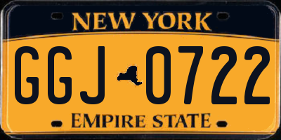 NY license plate GGJ0722