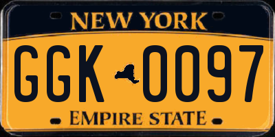 NY license plate GGK0097