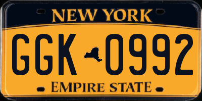 NY license plate GGK0992