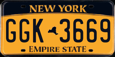 NY license plate GGK3669