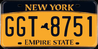 NY license plate GGT8751