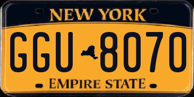 NY license plate GGU8070
