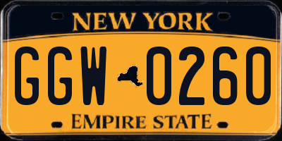 NY license plate GGW0260