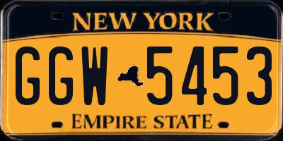 NY license plate GGW5453