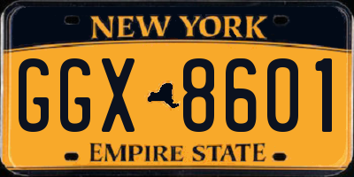 NY license plate GGX8601