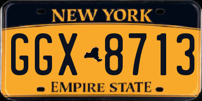NY license plate GGX8713