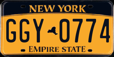 NY license plate GGY0774