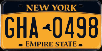 NY license plate GHA0498