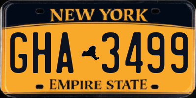 NY license plate GHA3499