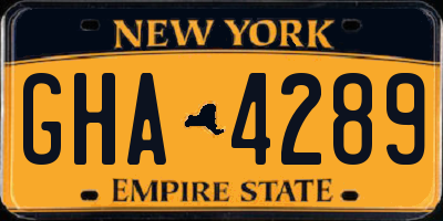 NY license plate GHA4289