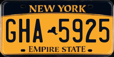 NY license plate GHA5925