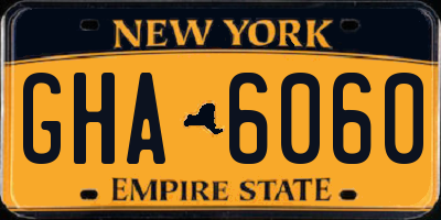 NY license plate GHA6060