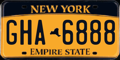 NY license plate GHA6888