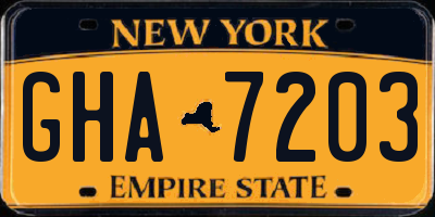 NY license plate GHA7203