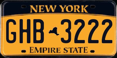 NY license plate GHB3222