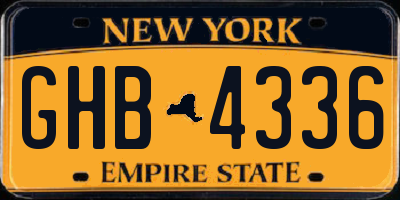 NY license plate GHB4336