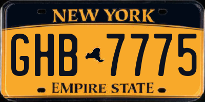 NY license plate GHB7775