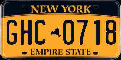 NY license plate GHC0718