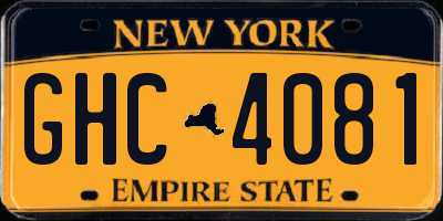 NY license plate GHC4081