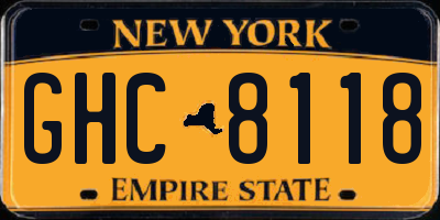 NY license plate GHC8118