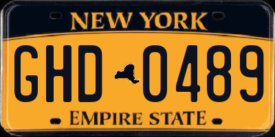 NY license plate GHD0489