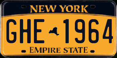 NY license plate GHE1964