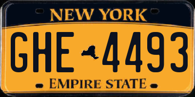 NY license plate GHE4493